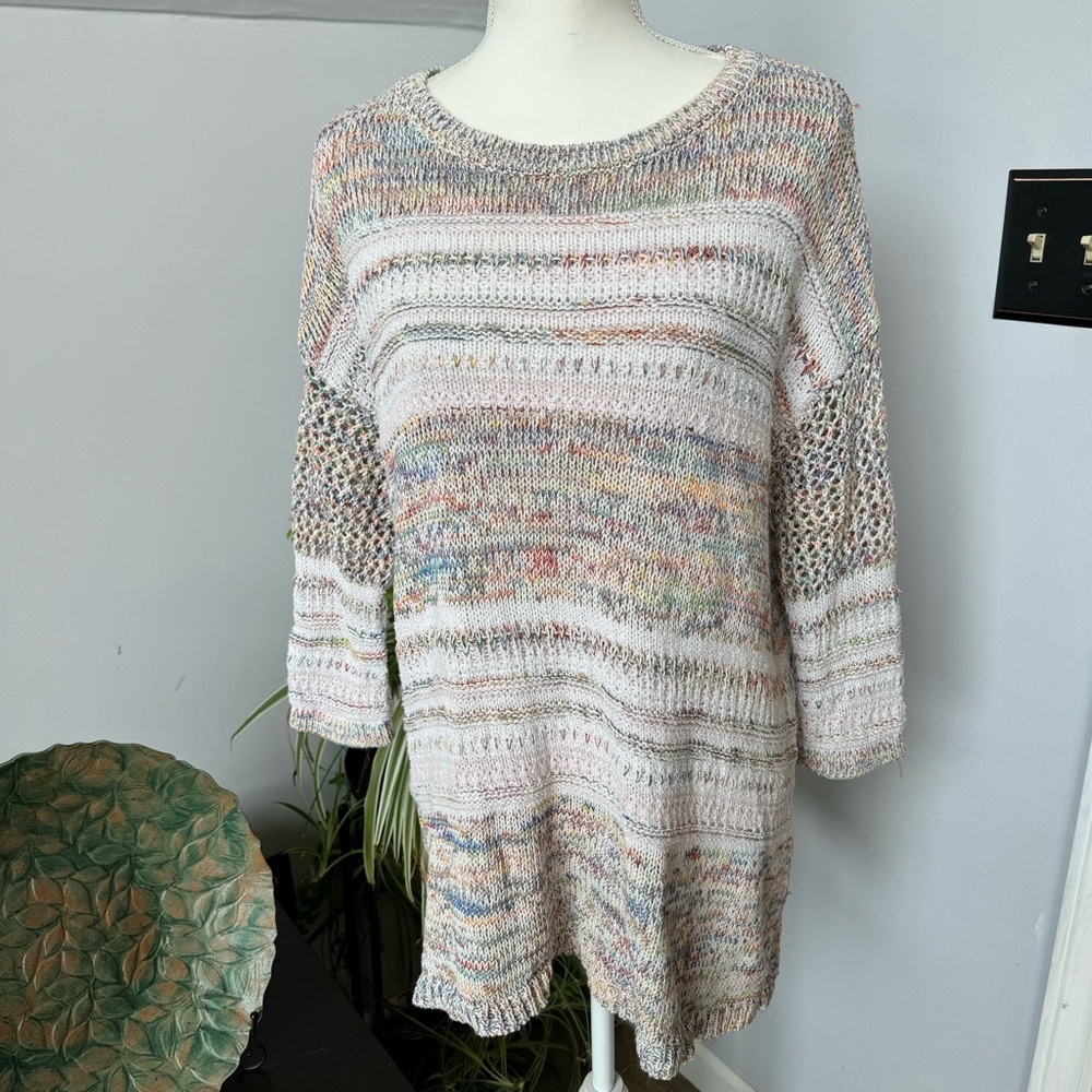 Matilda Jane Melange Multicolored Casual Crewneck Tunic Sweater Large‎